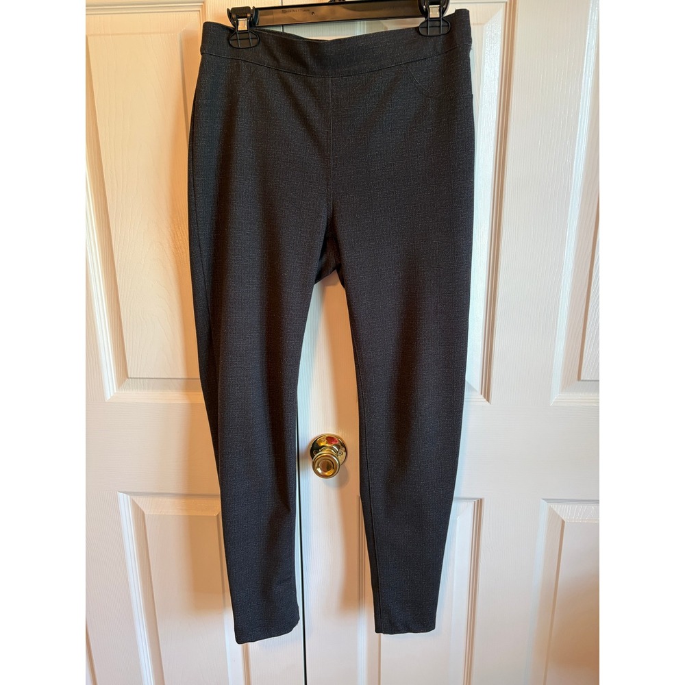 Jones New York Womens Charcoal Grey Crosshatch Slim Leg Side Zip Pants Size M